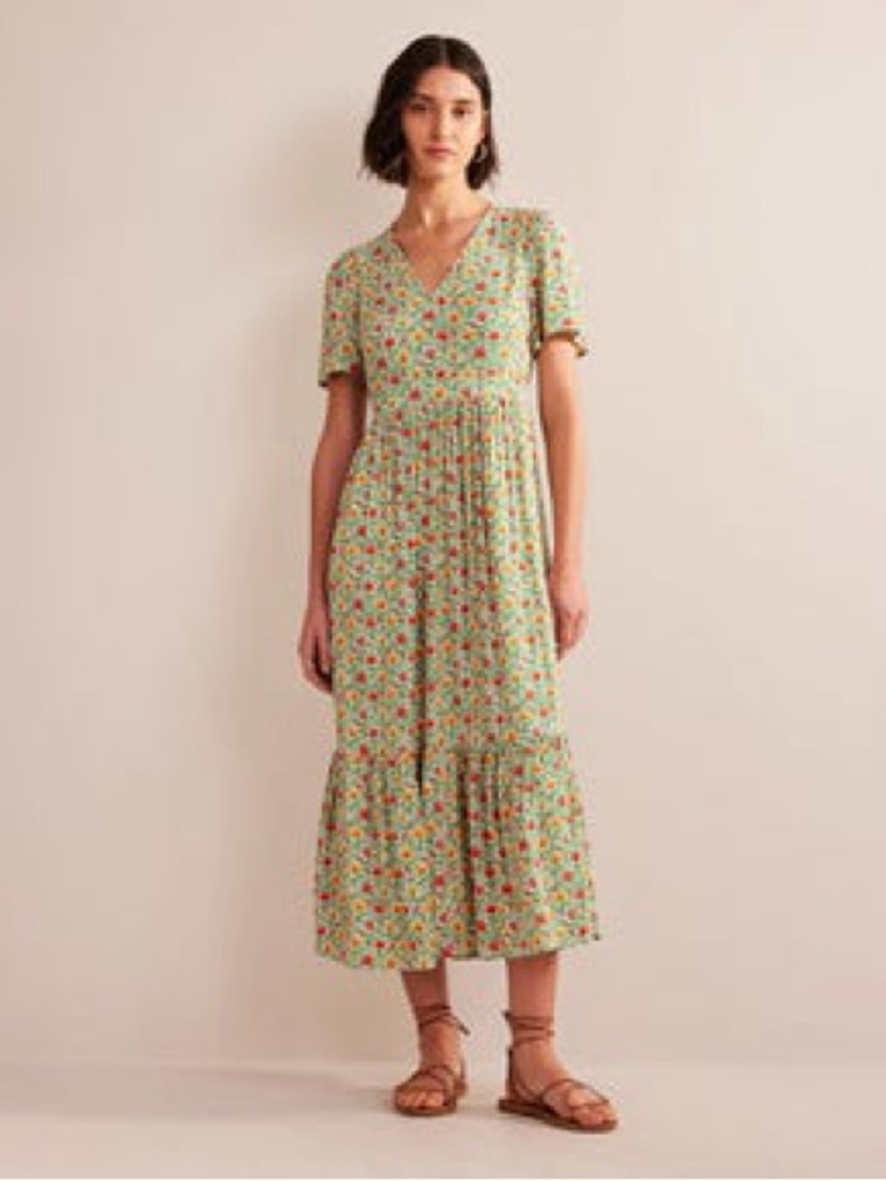Boden V-Neck Tiered Maxi Dress